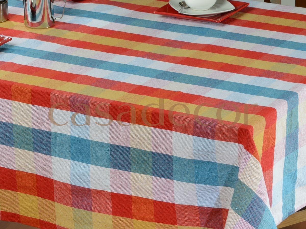 Toalha de Mesa Estampada Decorativa Xadrez Piquenique (Azul, Laranja,  Marrom, Verde) 1 Peça Brisa 8 Lugares (1,45m larg. x 2,50m comp.) (MARROM)