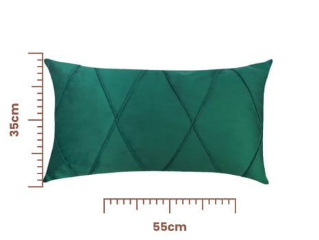 CAPA DE ALMOFADA VELUDO DRAPEADA RETANGULAR 35x55 VERDE